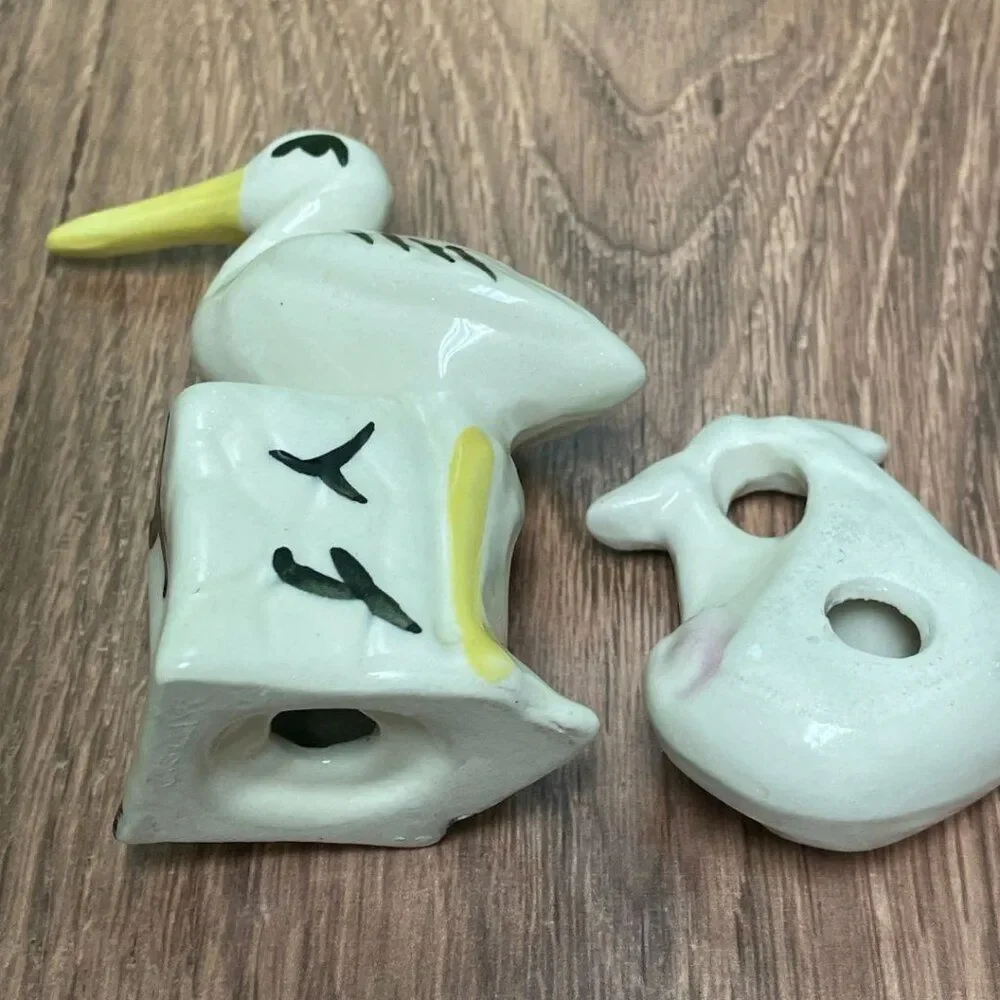 Vintage 1950's Rare Stork with Baby Bundle. Salt & Pepper Shaker.